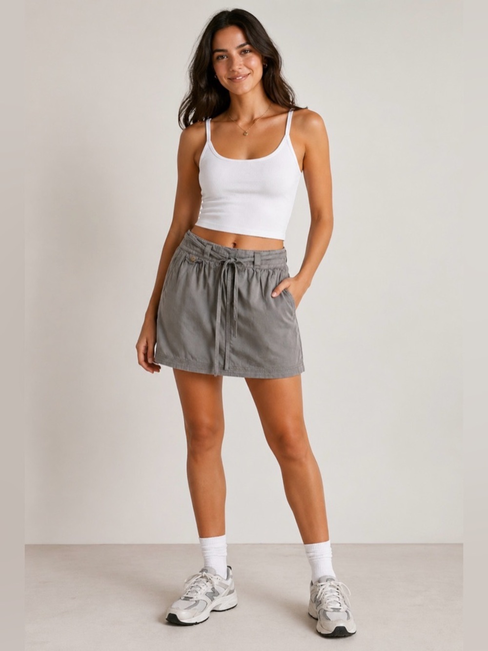 GAP Gray Skirt Women’s Size 10 Tie Belt Side Zip Casual Work Skirt